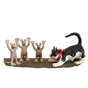 JUDIE BOMBERGER➕SIGNED Vintage  Whimsical Cat & Mice Set